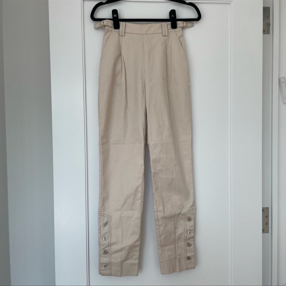Aje Prima Buttoned Cotton Trouser Pants Neutral - Picture 10 of 11